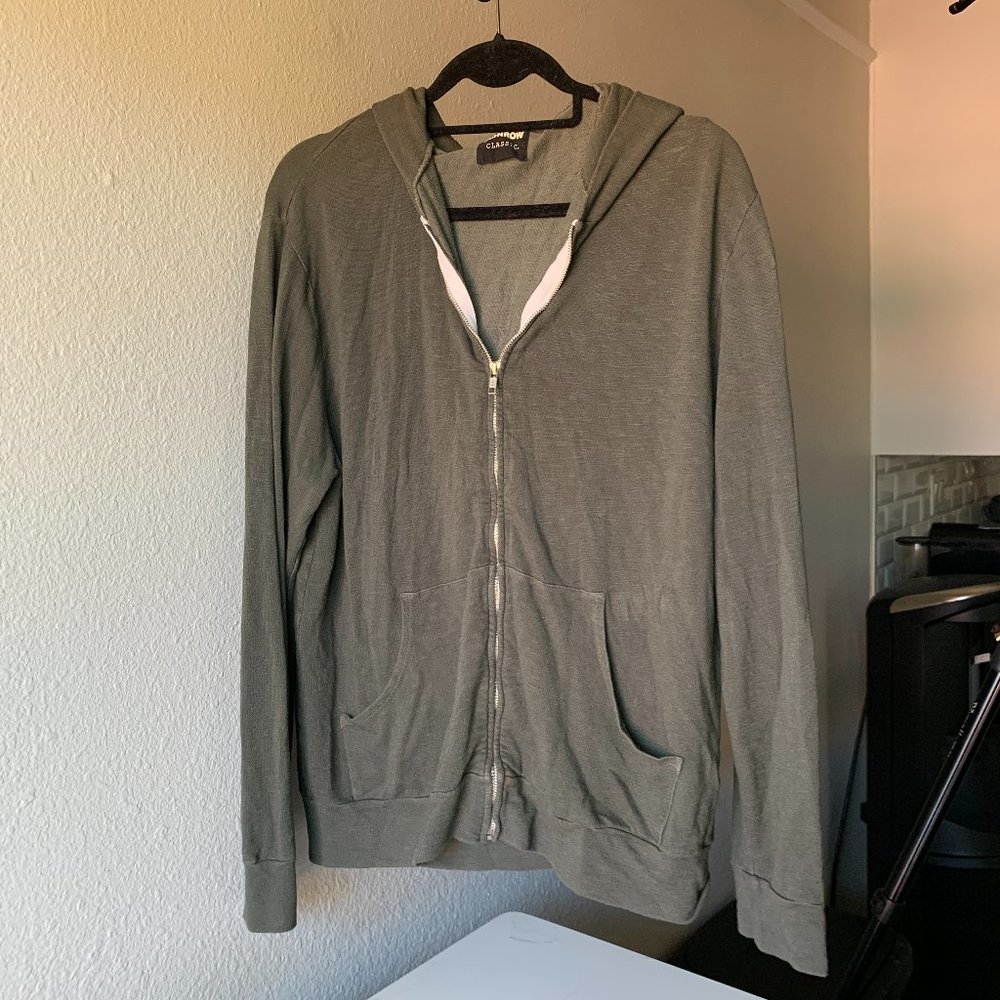 Monrow Men's Rayon Dark Gray Zip Hoodie Size M